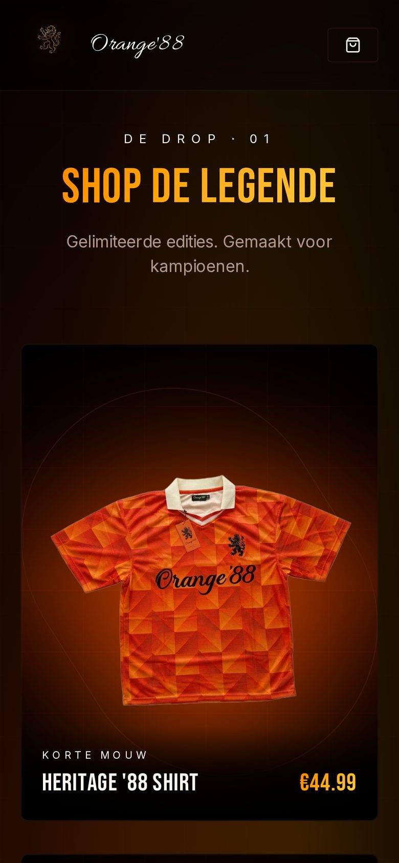 Mobiele collectiepagina van de Orange88 webshop