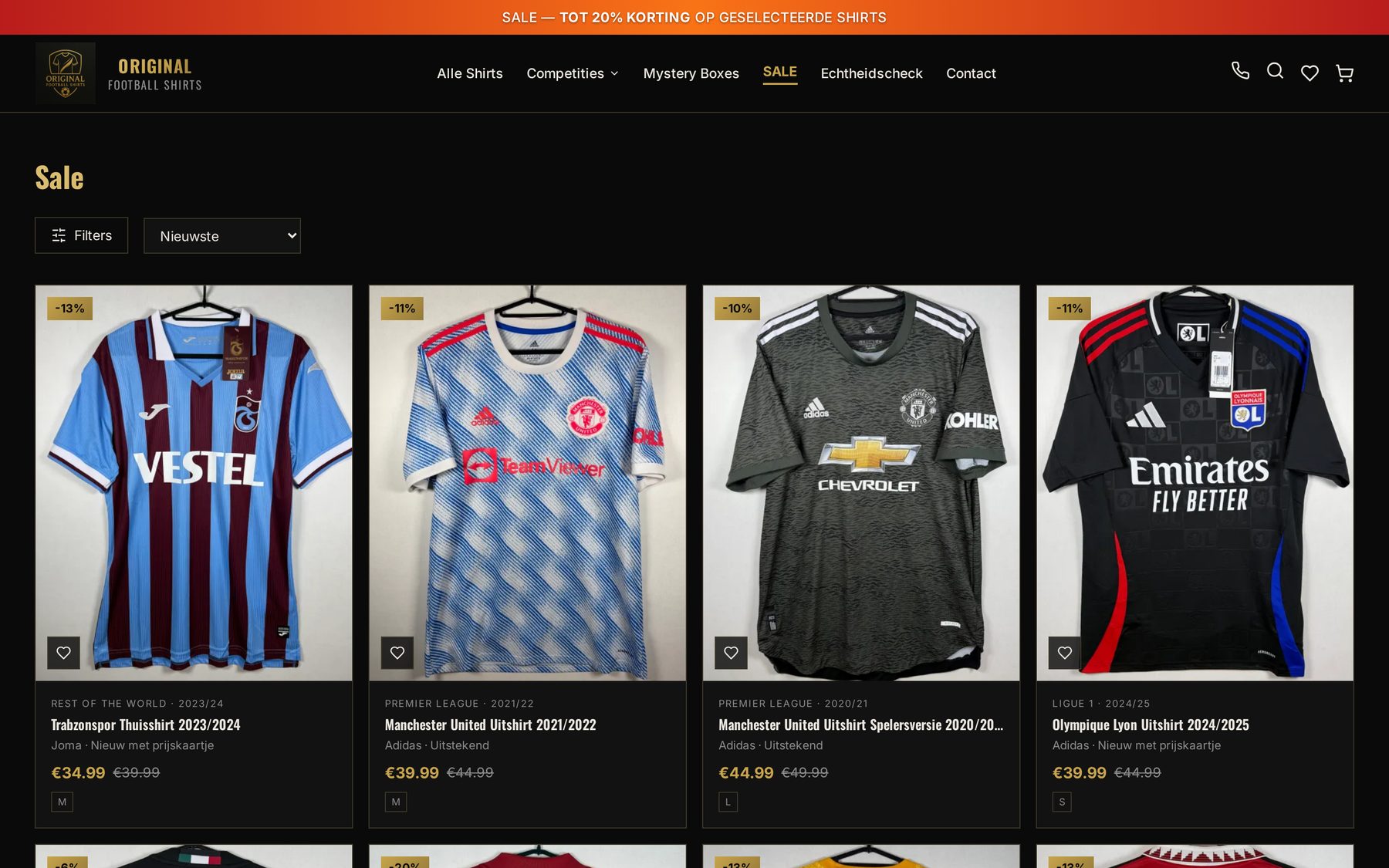 Sale-pagina van Original Football Shirts