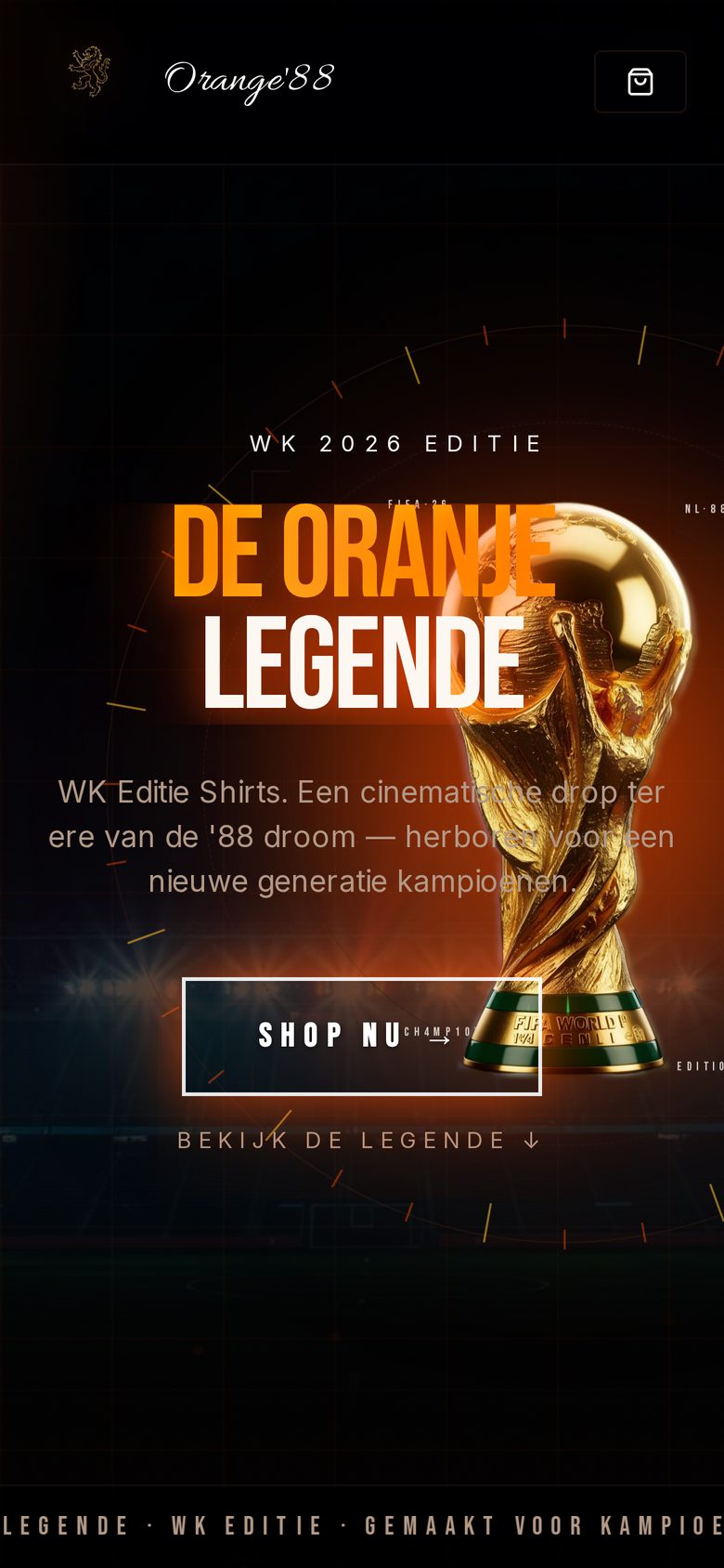 Mobiele homepage van de Orange88 webshop