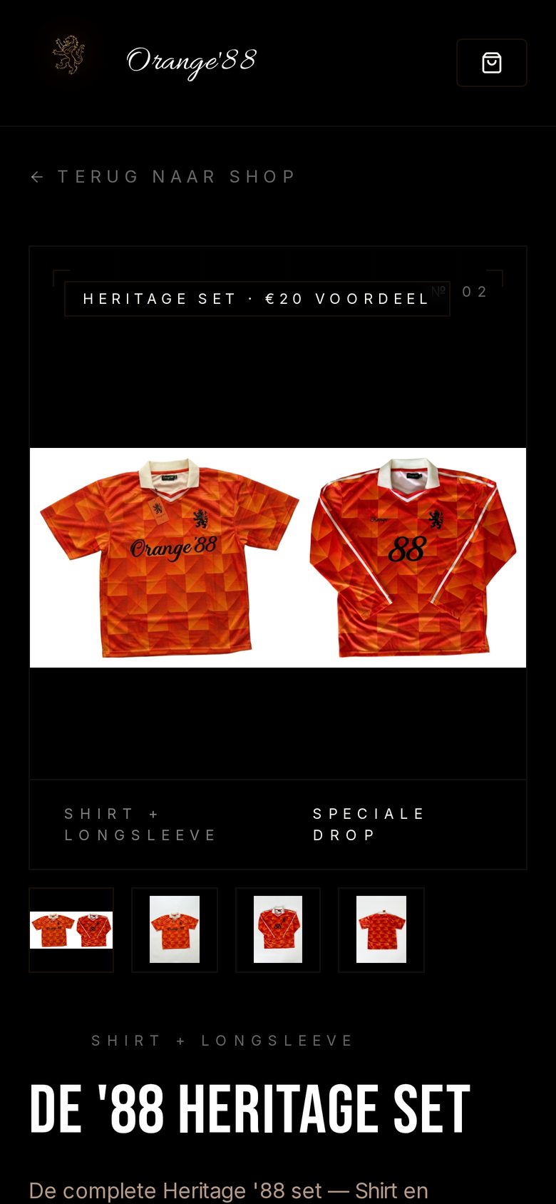 Mobiele bundelpagina van de Orange88 webshop