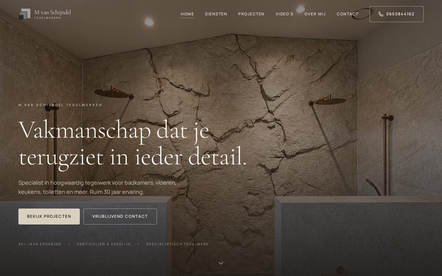Desktop homepage van M. van Schijndel Tegelwerken