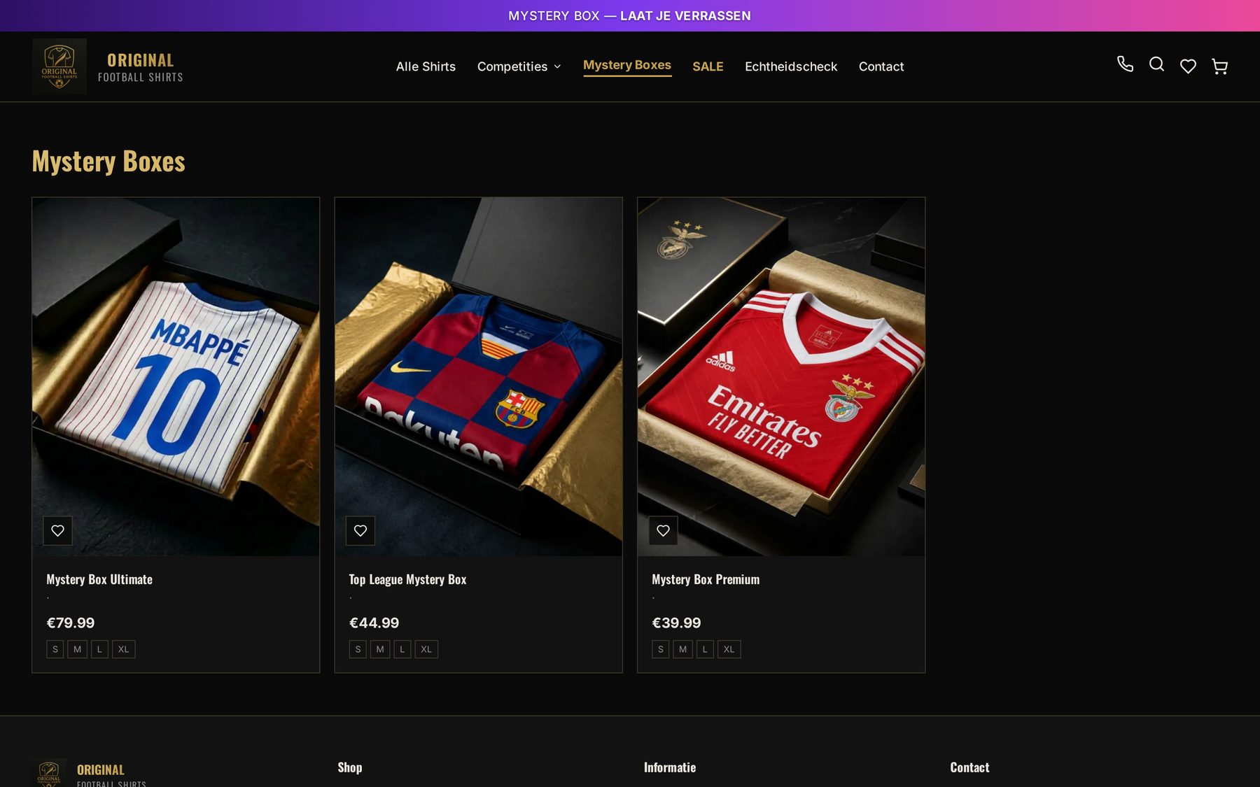 Mystery boxes bij Original Football Shirts