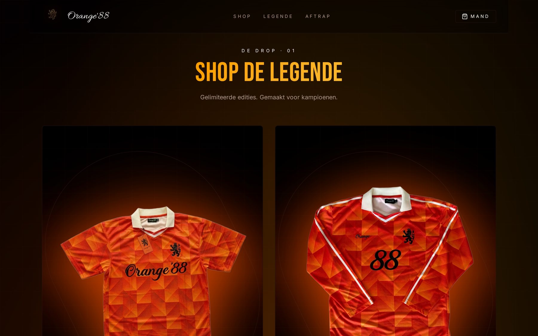 Collectiepagina van de Orange88 webshop