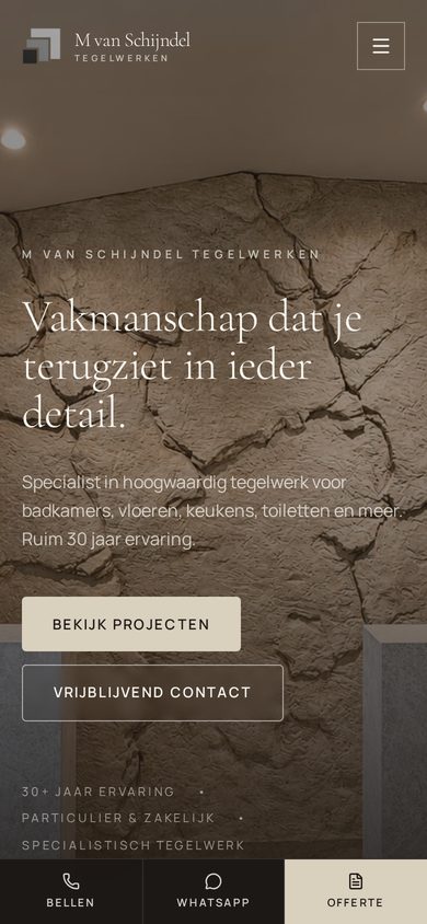 Mobiele homepage van M. van Schijndel Tegelwerken