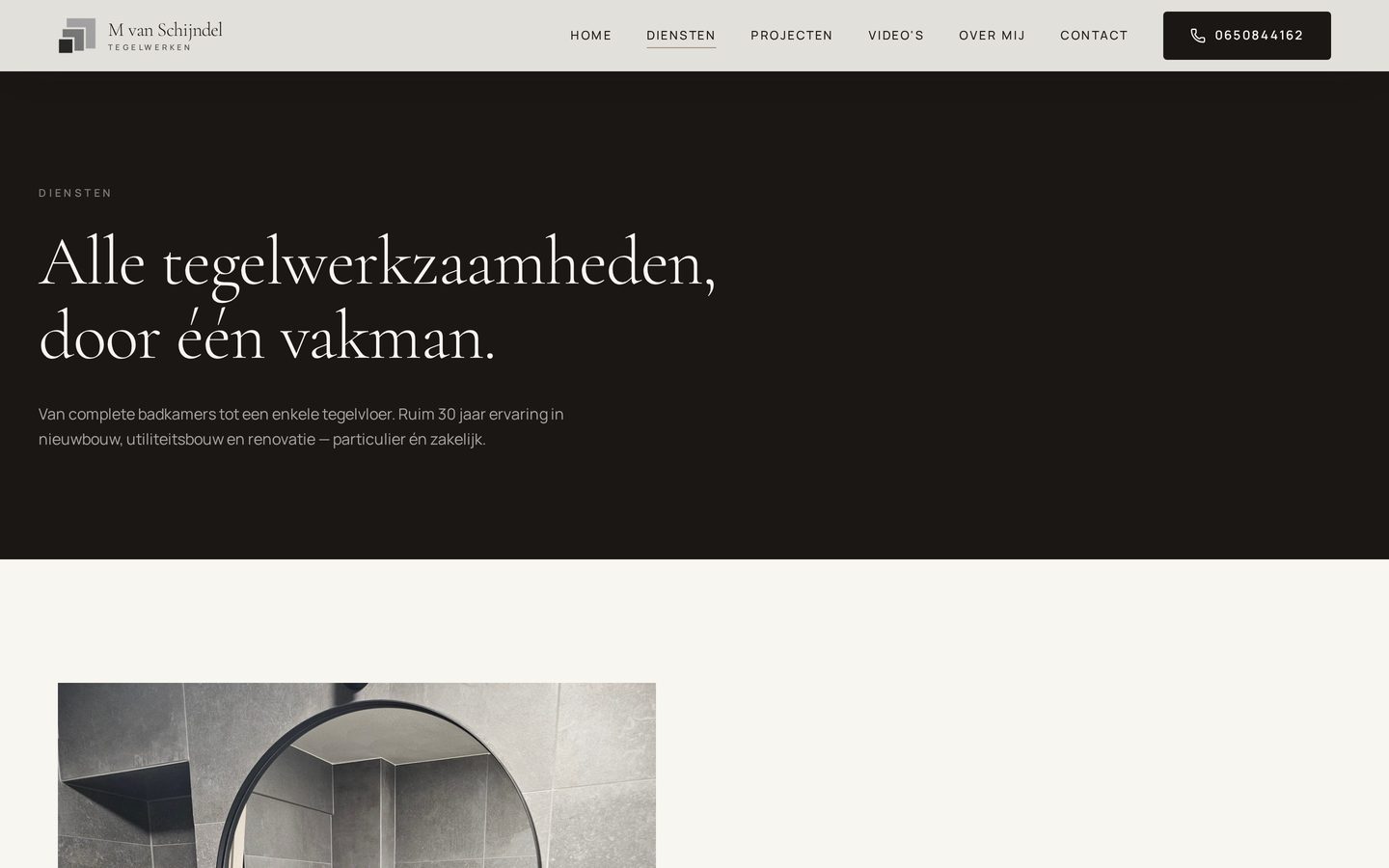 Dienstenpagina van M. van Schijndel Tegelwerken