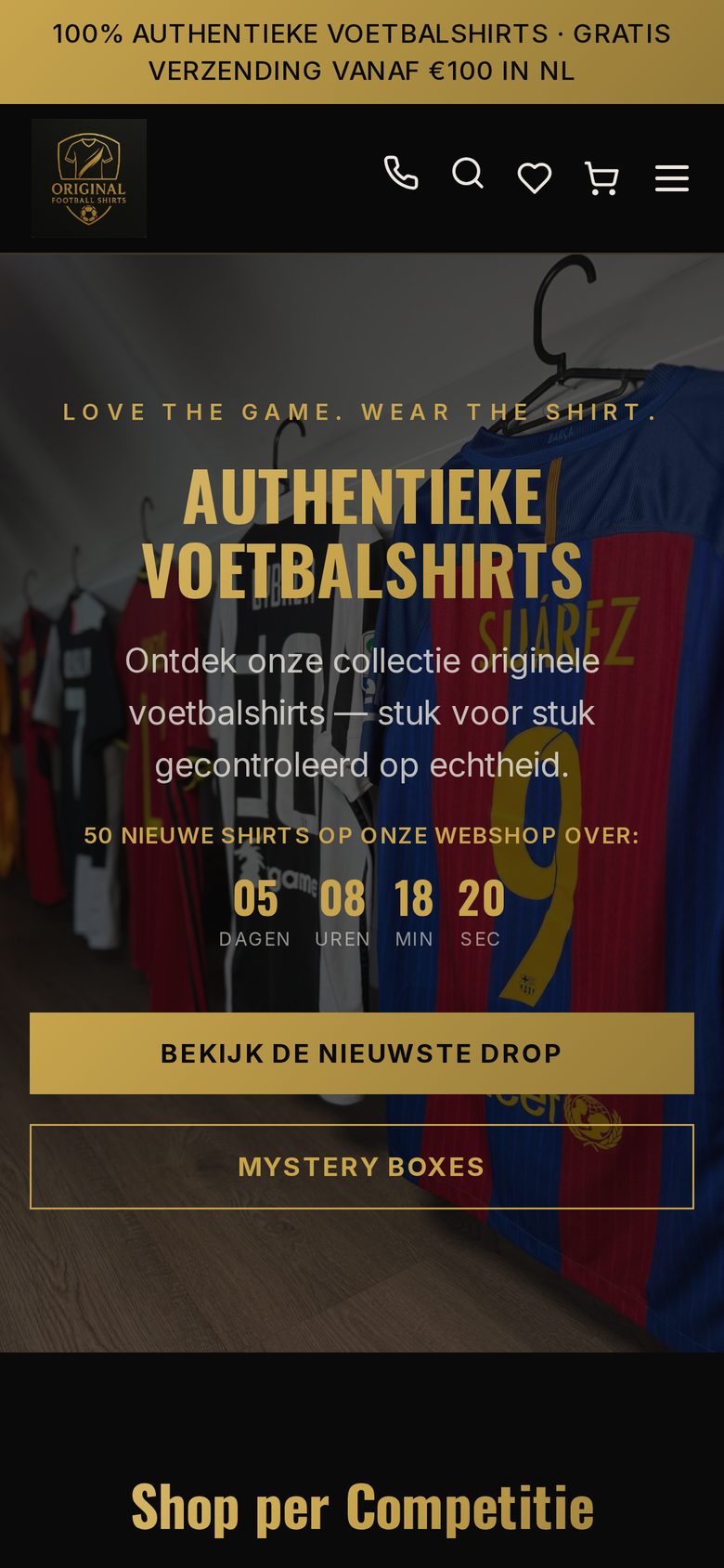 Mobiele homepage van Original Football Shirts
